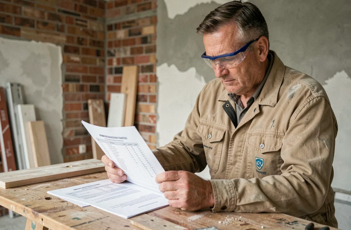 Entrepreneur en bâtiment consultant une liste de travaux déductibles pour le calcul de la plus-value immobilière dans un appartement en rénovation