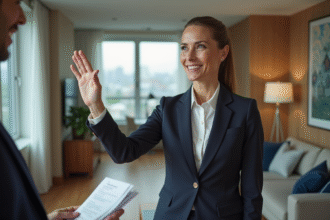 Femme d'affaires polie refusant une offre immobiliere