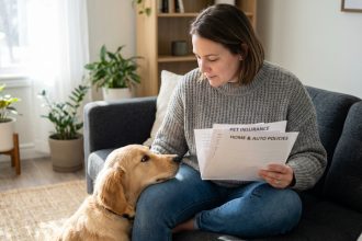 Femme assise avec son chien dans un salon chaleureux