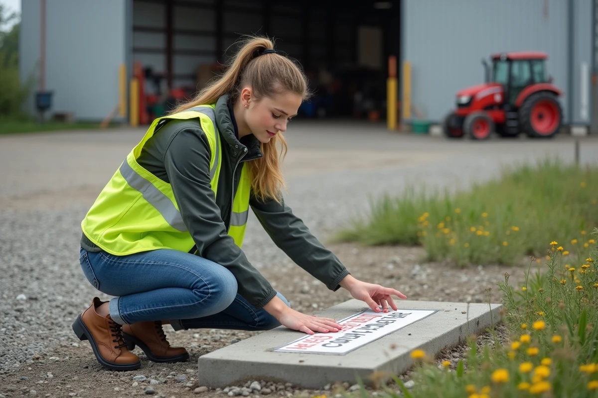 Jeune agronome inspectant une étiquette environnementale