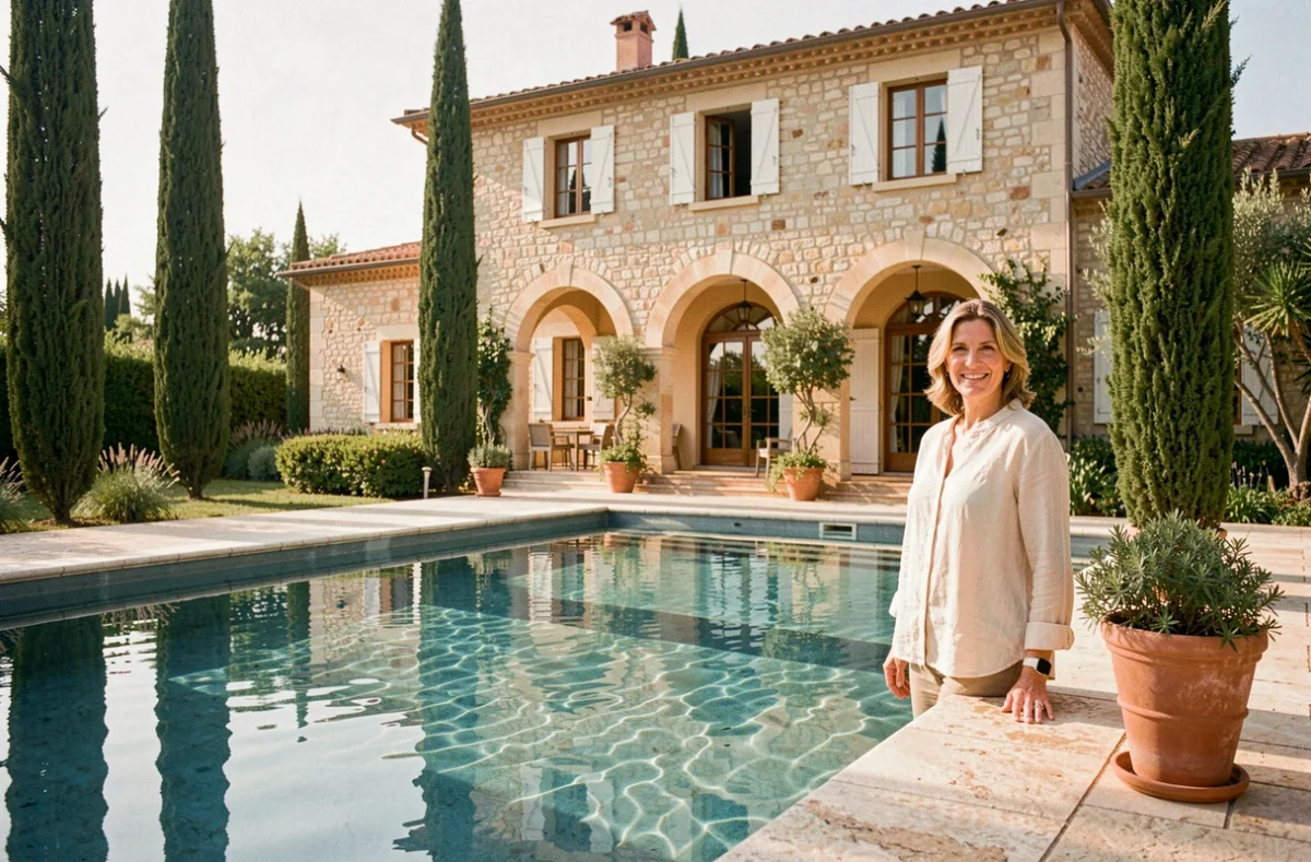 Villa élégante avec piscine et cyprès construite par Villas Bella dans l'Aude